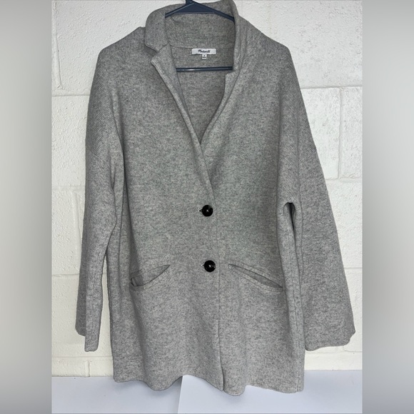 Madewell Women's Sz. M Grey Merino Wool Long Line Cardigan Sweater - Picture 1 of 10
